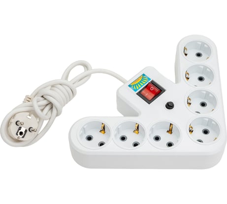Сетевой фильтр ПЕРЕСВЕТ+ удлинитель на 7 гнезда, шнур ПВС 3х0,75, 2м 4620003920608