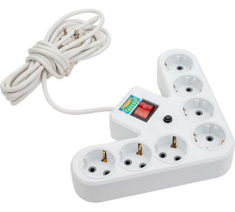 Сетевой фильтр ПЕРЕСВЕТ+ удлинитель на 7 гнезда, шнур ПВС 3х0,75, 5м 4620003920622