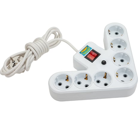 Сетевой фильтр ПЕРЕСВЕТ+ удлинитель на 7 гнезда, шнур ПВС 3х0,75, 3м 4620003920615