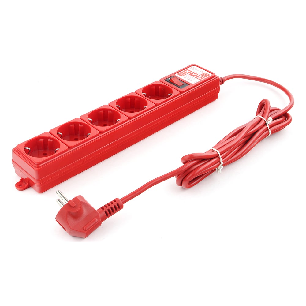 Фильтр-удлинитель Power Cube PC 3м 5р, красн. 10А/2,2кВт SPG-MXTR-14 ...
