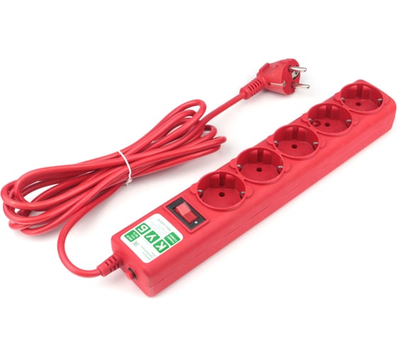 Фильтр-удлинитель Power Cube PC 3м 5р, красн. 10А/2,2кВт SPG-MXTR-14