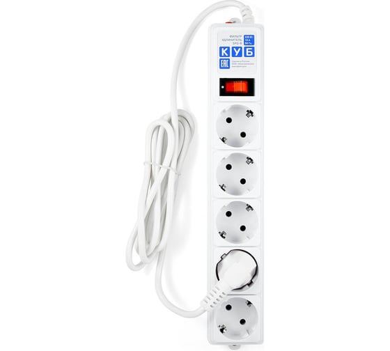Фильтр-удлинитель Power Cube PC Отк. Уп.1,9м 5р, бел. 10А/2,2кВт SPG-B-6-WHITE(ОТКР)