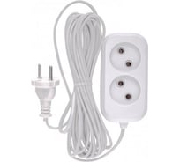 Бытовой удлинитель DENZEL, без заземления, 5м, 2 розетки, 6А, 95922