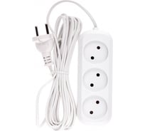 Бытовой удлинитель DENZEL, без заземления, 5м, 3 розетки, 6A, 95927