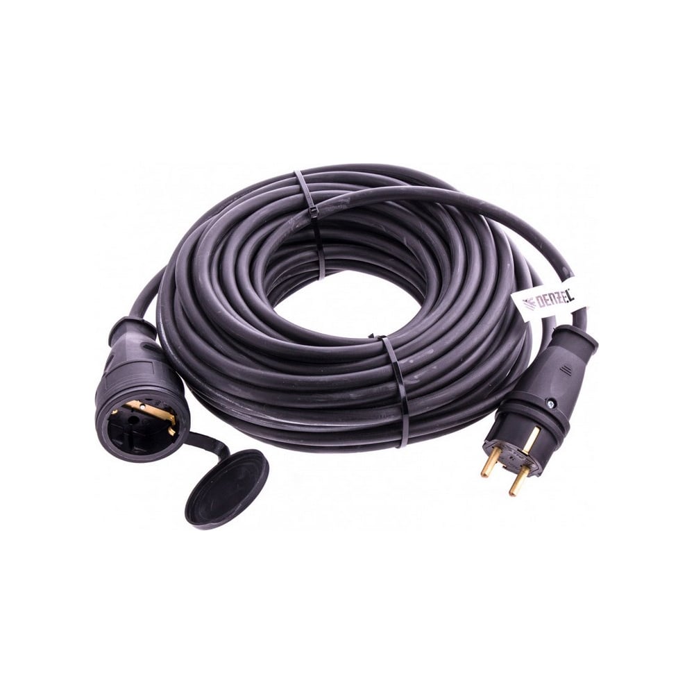 Электрический силовой удлинитель DENZEL, 20м 1 роз КГ 3*2,5мм 16 А ...