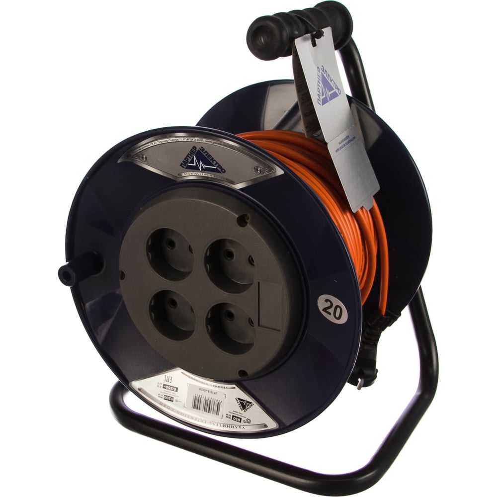 Удлинитель Партнер-Электро PowerLine 4 гн. б/з ПВС 2х0,75 ГОСТ 6A 20м ...