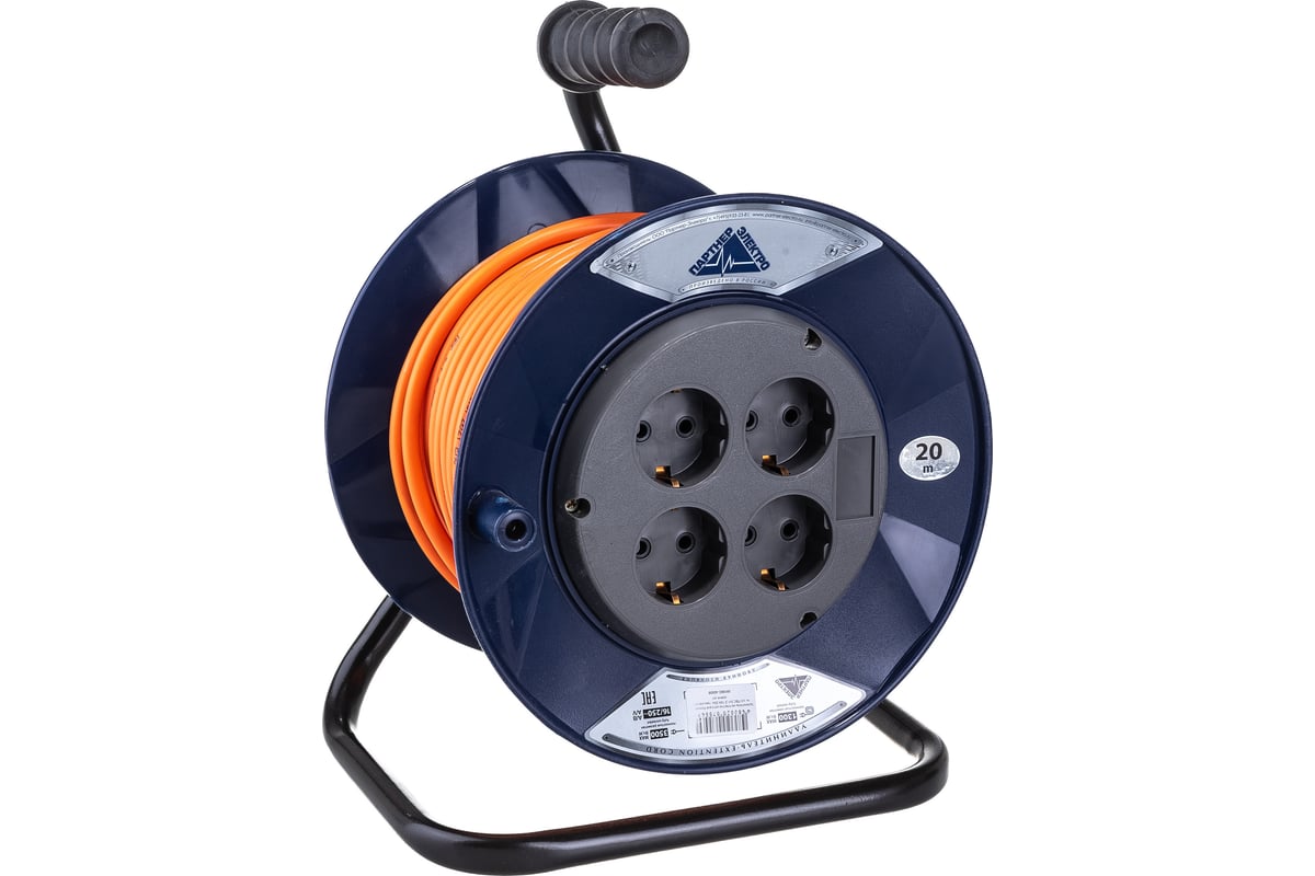 Удлинитель Партнер-Электро PowerLine 4 гн. с/з ПВС 3х1,5 16A 20м UK106C ...