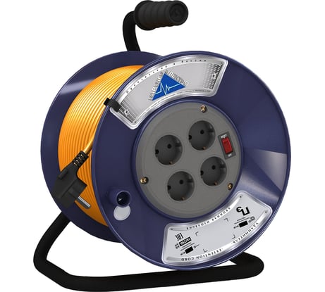 Удлинитель Партнер-Электро PowerLine 4 гн. б/з с выкл. ПВС 2х1 10A 50м UK202B-450DB