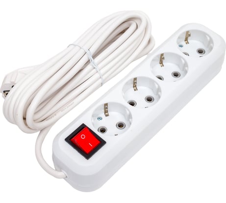 Удлинитель EKF 4 розетки шнур 5м с заземлением с выключателем 16А ПВС 3х1 UBA16-310-4-05i