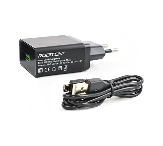 Блок питания Robiton QuickCharger3.0 + MicroUSB, 1м BL1 14721