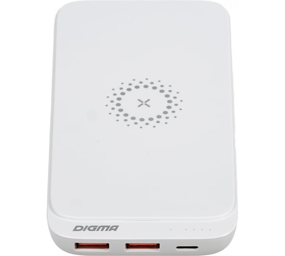 Мобильный аккумулятор DIGMA DGPQ10E 10000mAh QC PD 3A беспров.зар. белый (DGPQ10E20PWT) 1455420