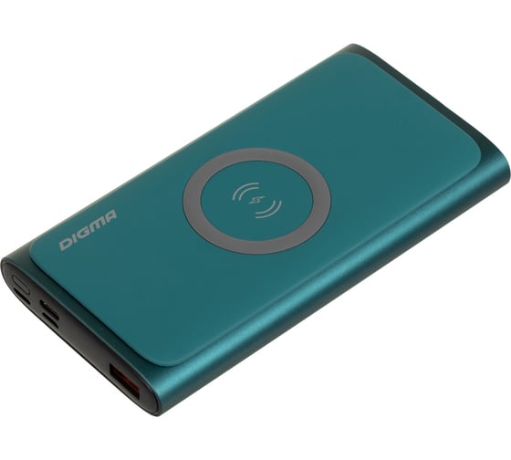 Мобильный аккумулятор DIGMA DGPQ10G 10000mAh QC PD 3A беспров.зар. зеленый (DGPQ10G22CGN) 1455647