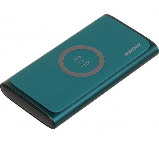 Мобильный аккумулятор DIGMA DGPQ10G 10000mAh QC PD 3A беспров.зар. зеленый (DGPQ10G22CGN) 1455647