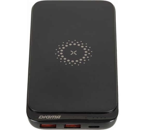 Мобильный аккумулятор DIGMA DGPQ10E 10000mAh QC PD 3A беспров.зар. черный (DGPQ10E20PBK) 1455261