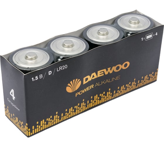 Батарейка Алкалиновый элемент питания DAEWOO D/LR20 1.5В Power Alkaline Pack-4 (уп.4шт) 5046573