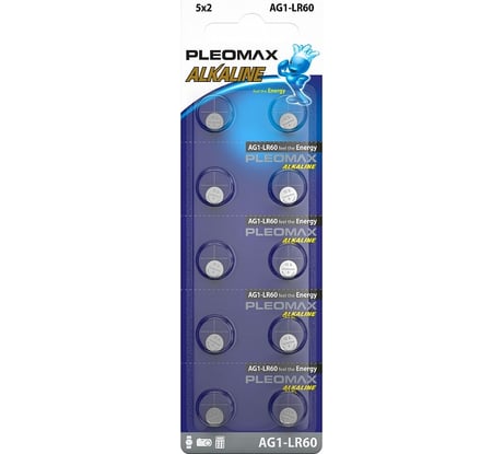 Батарейки Pleomax AG1 (364) LR621 LR60 Button Cell (100/1000/98000) Б0060996