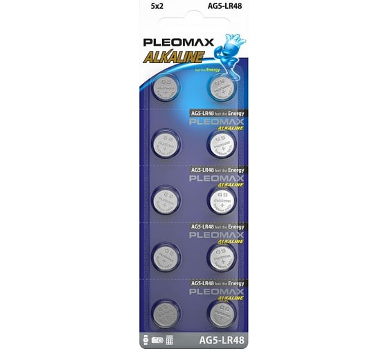 Батарейки Pleomax AG5 (393) LR754, LR48 Button Cell (100/1000/98000) Б0061003 1