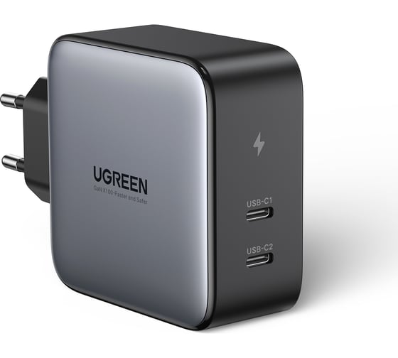 Сетевое зарядное устройство Ugreen cd254 (50327) 100w s2 usb-c 100w gan tech fast charger eu, цвет: черный 50327_