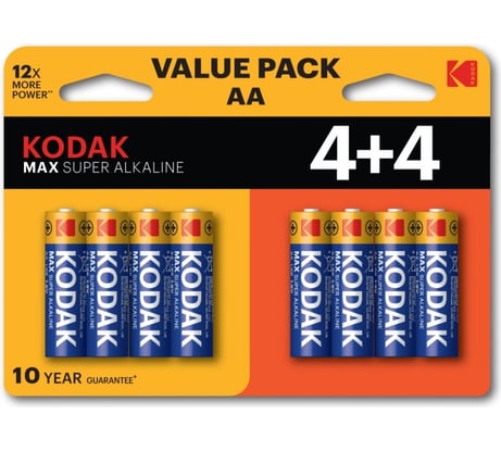 Батарейки Kodak LR6 44BL MAX SUPER Alkaline AA Б0057080