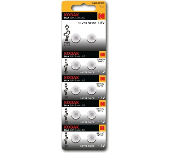 Батарейки Kodak SG10 (389) SR1130, SR54 MAX Silver Oxid Button Cell (10/100/2000) Б0053485