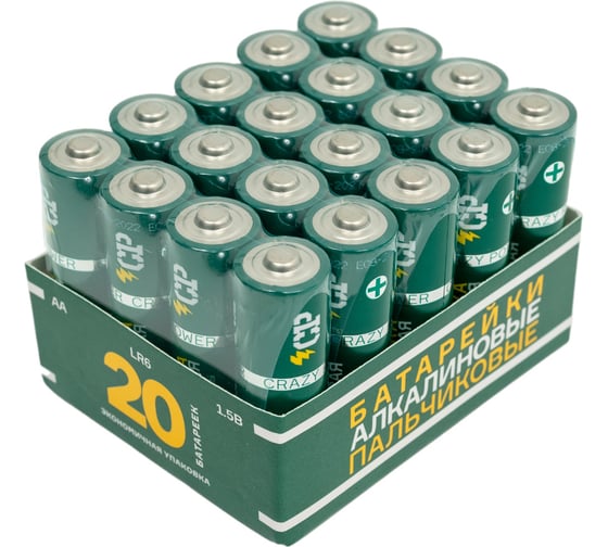 Батарейка Элемент питания алкалиновый CRAZYPOWER AA/LR6 (упаковка 20 шт) 5041462