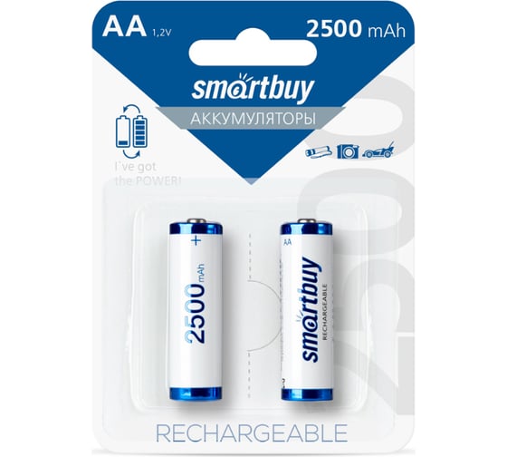 Аккумулятор Smartbuy nimh aa/2bl 2500 mah (24/240) упаковка 2 шт. SBBR-2A02BL2500