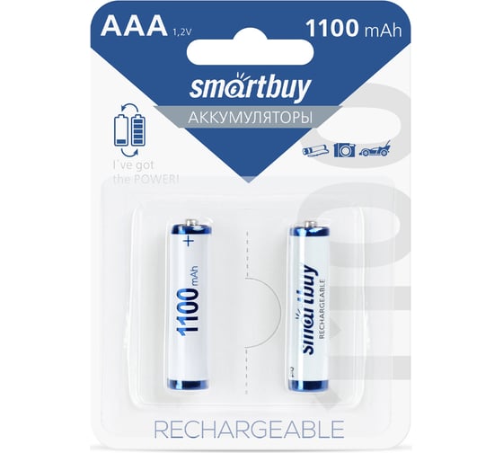 Аккумулятор Smartbuy nimh aaa/2bl 1100 mah (24/240) упаковка 2 шт. SBBR-3A02BL1100