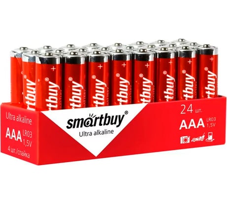 Батарейка Smartbuy алкалиновая lr03/4s (24/480) упаковка 24 шт. SBBA-3A24S