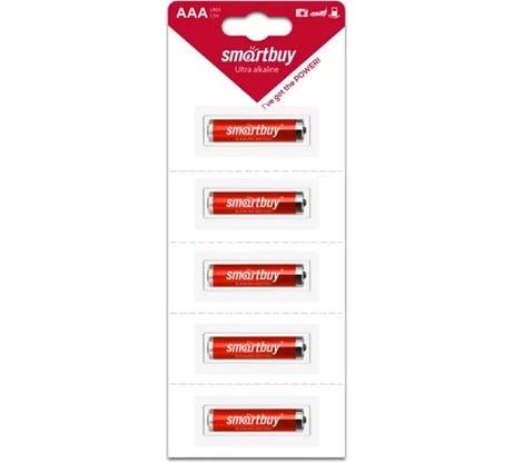 Батарейка Smartbuy алкалиновая lr03/5b strip (60/600) упаковка 5 шт. SBBA-3A05B