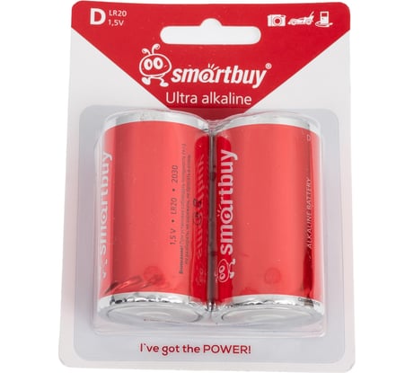 Батарейка Smartbuy алкалиновая lr20/2b (12/96) упаковка 2 шт. SBBA-D02B