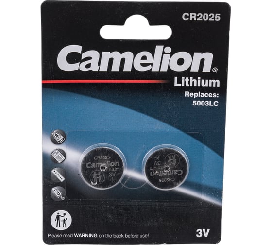 Литиевая батарейка Camelion Cr2025 bl-2 (cr2025-bp2, 3v) 15245