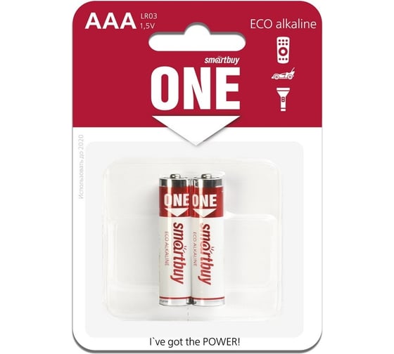 Батарейка Smartbuy алкалиновая one lr03/2b (24/240) упаковка 2 шт. SOBA-3A02B-Eco 1