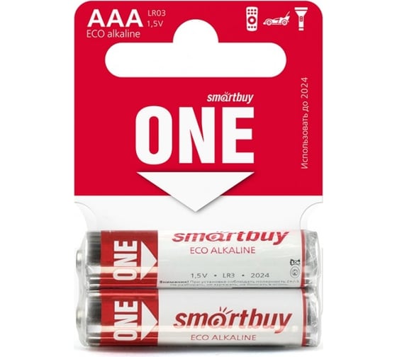 Батарейка Smartbuy алкалиновая one lr03/2sb (60/600) упаковка 2 шт. SOBA-3A02SB-Eco 1
