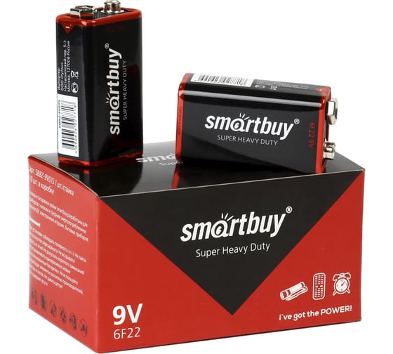 Батарейка Smartbuy солевая крона 6f22/1s (10/400) SBBZ-9V01S