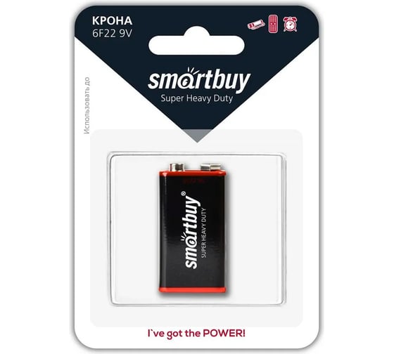 Батарейка Smartbuy солевая крона 6f22/1b (12/240) SBBZ-9V01B