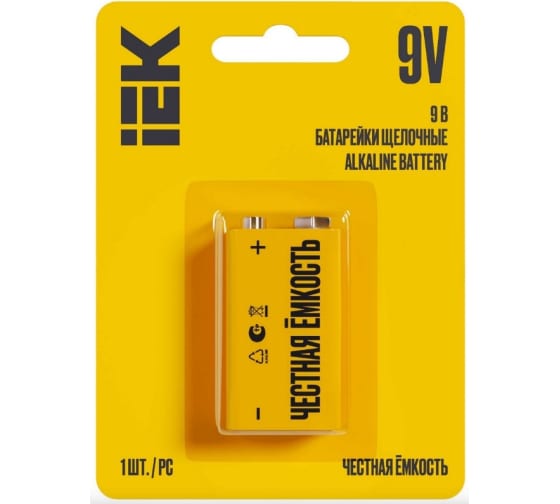 Щелочная батарейка IEK alkaline 6lr61 9v ABT-6LR619V-OP-L01 1
