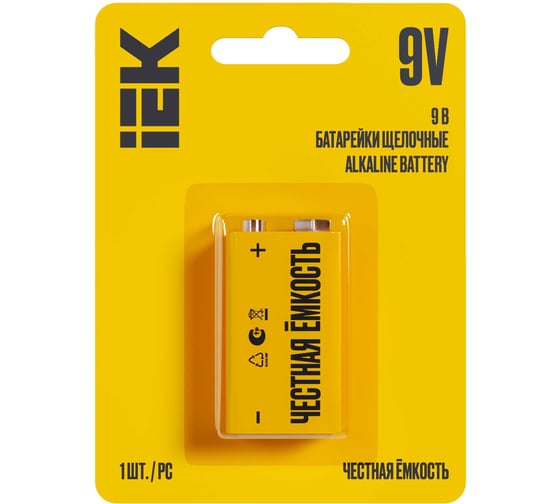 Щелочная батарейка IEK alkaline 6lr61 9v ABT-6LR619V-OP-L01