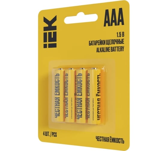 Щелочная батарейка IEK alkaline lr03/aaa (4шт/блистер) ABT-LR03-OP-L04