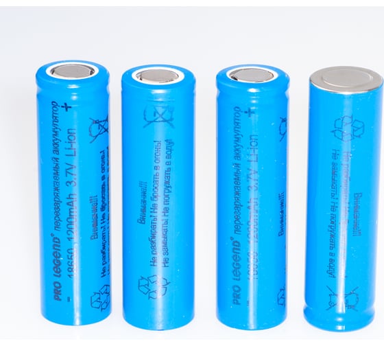 Аккумулятор Pro Legend Li 18650, 1200 mAh, 3,7V, в кейсе 4 шт.,без защиты, плоский плюс PL6205