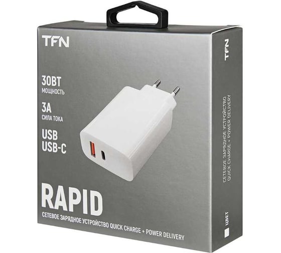Сетевое зарядное устройство TFN 2 QC+PD 30W б/кабеля white TFN-WC11