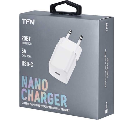 Сетевое зарядное устройство TFN nano TypeC PD 20W б/кабеля white TFN-WCRPD09