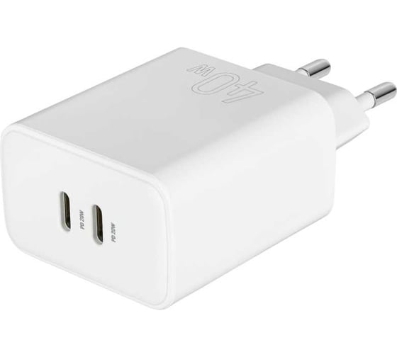 Сетевое зарядное устройство TFN 2xTypeC PD 40W б/кабеля white TFN-WCRPD26