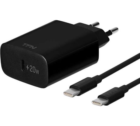 Сетевое зарядное устройство TFN Type-C PD 20W+кабель Type-C bk TFN-WC36