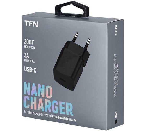Сетевое зарядное устройство TFN nano TypeC PD 20W б/кабеля black TFN-WCRPD10