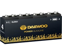Батарейка Элемент питания алкалиновый DAEWOO 6LR61 Крона 9V 1.5В Power Alkaline Pack-4 (упаковка 4шт) 5046559