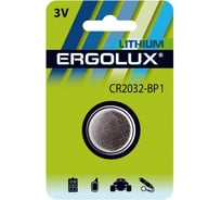 Ergolux CR2032 BL-1 CR2032-BP1, батарейка литиевая, 3V 15076 26510426