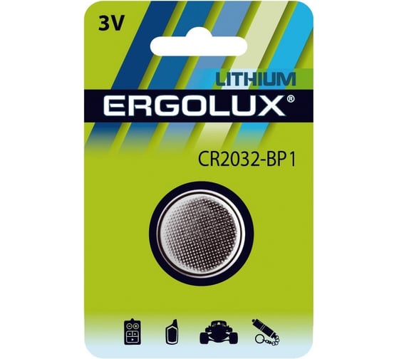 Ergolux CR2032 BL-1 CR2032-BP1, батарейка литиевая, 3V 15076