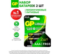 Литиевые батарейки GP 24LF AAA - 2 шт. в блистере. 24LF-2CR2 15924660