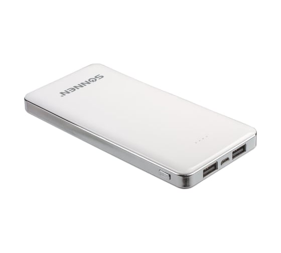 Внешний аккумулятор SONNEN POWERBANK V31, 12000 mAh, литий-полимерный, белый, 262757