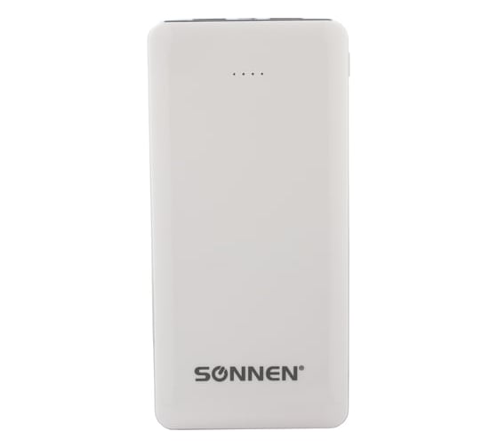 Внешний аккумулятор SONNEN POWERBANK V31, 12000 mAh, литий-полимерный, белый, 262757